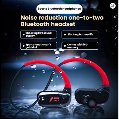 Wireless Bluetooth Sport Earphones IPX7 MP3 Player Waterproof 32GB Storage Gym Headphones for Running Sports Cycling Hiking Gym