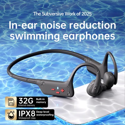 New 2 IN 1 Open-Ear&In-Ear Bone Conduction Wireless Headphones IPX8 Swimming-Grade Waterproof Bluetooth 5.4+32GB MP3 Player HIFI