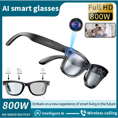 2025 New 8MP Camera Glasses Men Color-Changing AI Smart Bluetooth Glasses Photo Video Recording Waterproof Call Smart Sunglasses