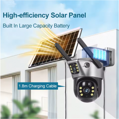 4G / WiFi Solar Camera Dual Lenses Outdoor 8MP 4K Low Power Battery IP Camera PIR Night Vision V380 Pro CCTV Security Protection